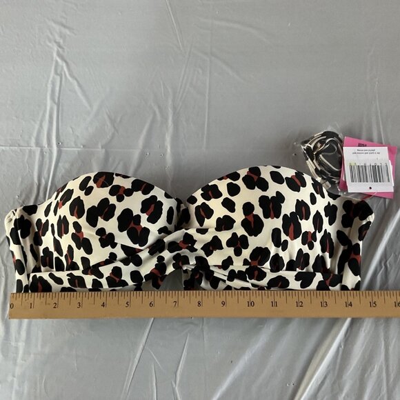 NWT Kate Spade New York Leopard Print Bandeau Bikini Top With Optional Straps XL - Picture 5 of 11